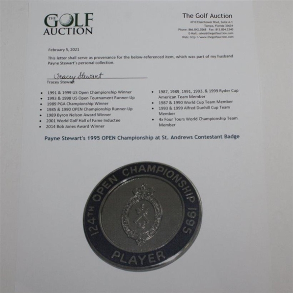 Payne Stewart's 1995 OPEN Championship at St. Andrews Contestant Badge