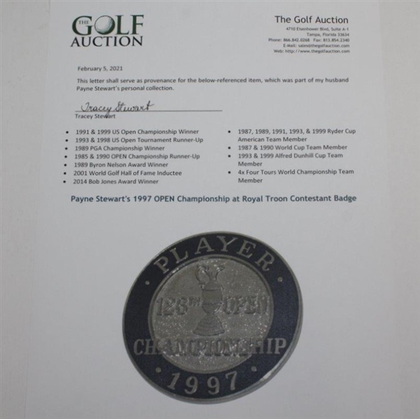 Payne Stewart's 1997 OPEN Championship at Royal Troon Contestant Badge