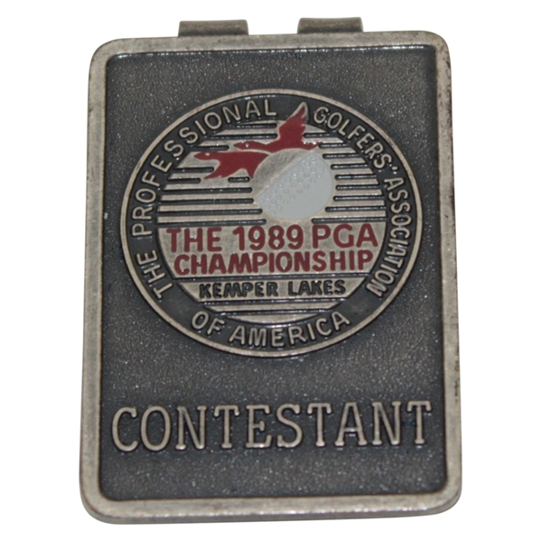 Champion Payne Stewart's 1989 PGA Championship at Kemper Lakes Contestant Badge/Clip