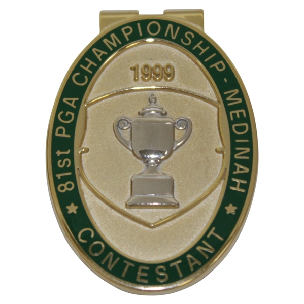 Payne Stewarts 1999 PGA Championship at Medinah Contestant Badge/Clip - Tiger Win