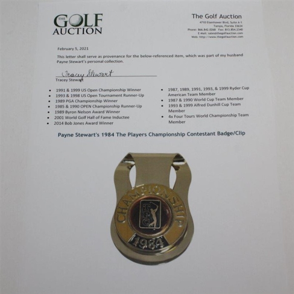 Payne Stewart's 1984 The Players Championship Contestant Badge/Clip