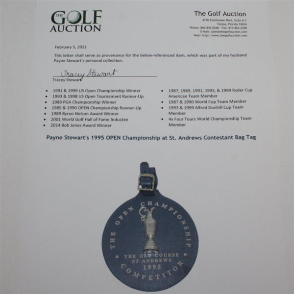 Payne Stewart's 1995 OPEN Championship at St. Andrews Contestant Bag Tag