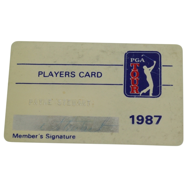 Payne Stewarts Official 1987 PGA Tour Member Card - Signed JSA ALOA