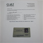 Payne Stewart's Official 1987 PGA Tour Member Card - Signed JSA ALOA
