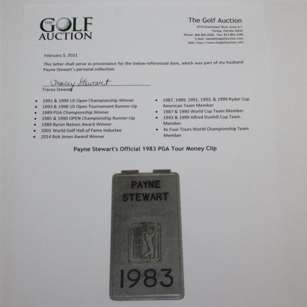 Payne Stewart's Official 1983 PGA Tour Money Clip