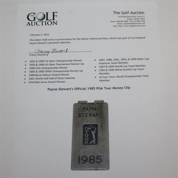 Payne Stewart's Official 1985 PGA Tour Money Clip