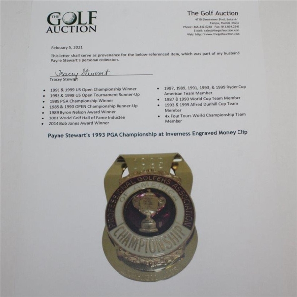 Payne Stewart's 1993 PGA Championship at Inverness Engraved Money Clip