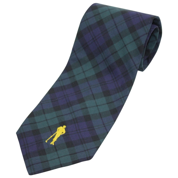 Payne Stewarts Personal Payne Stewart with Gold Silhouette Logo Necktie - Purple/Green/Black