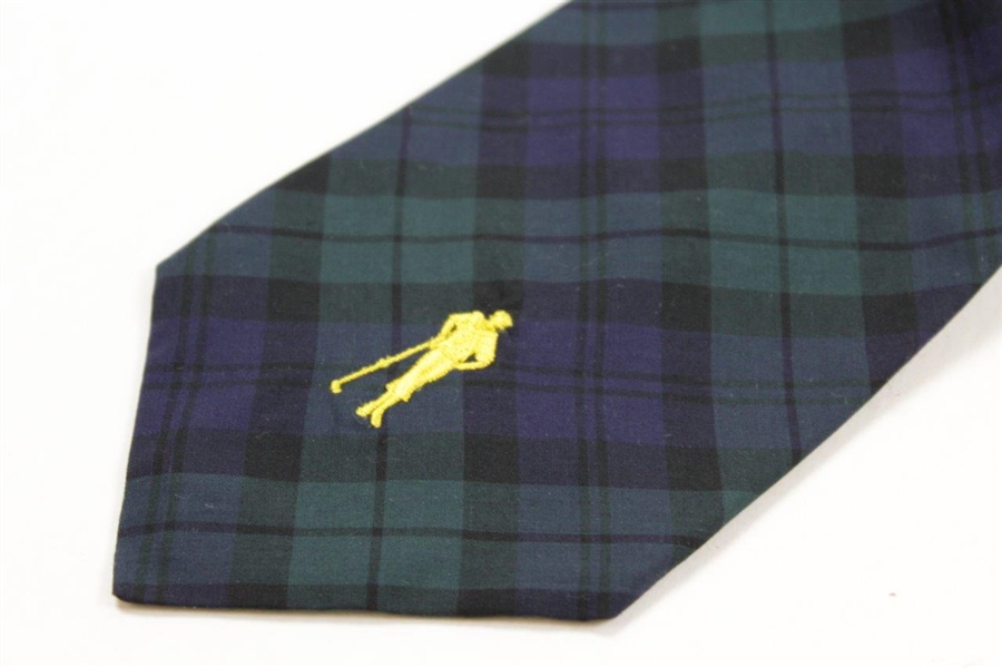 Payne Stewart's Personal 'Payne Stewart' with Gold Silhouette Logo Necktie - Purple/Green/Black