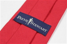 Payne Stewart's Personal 'Payne Stewart' with Navy Silhouette Logo Necktie - Red