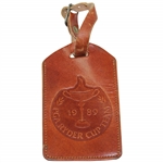 Payne Stewarts 1989 PGA Ryder Cup Leather Bag Tag with Past Personal Info