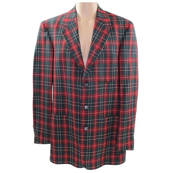 Payne Stewart's Personal Red/Green/Navy Plaid 'Payne Stewart' Logo Blazer Jacket