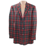 Payne Stewarts Personal Red/Green/Navy Plaid Payne Stewart Logo Blazer Jacket