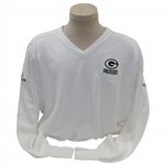 Payne Stewarts Tournament Worn Green Bay Packers Logo White V-Neck Sweater