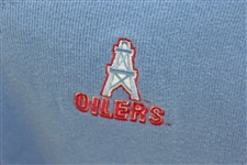 Payne Stewart's Tournament Worn Houston Oilers Logo Lt Blue V-Neck Sweater Vest