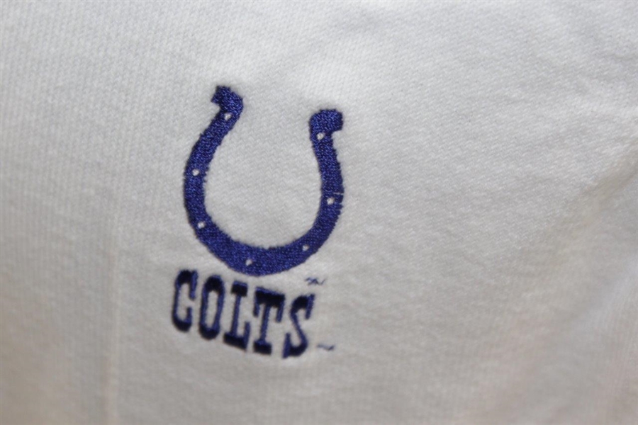 Payne Stewart's Tournament Worn Indianapolis Colts Logo White V-Neck Sweater Vest