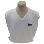 Payne Stewarts Tournament Worn New York Giants Logo White V-Neck Sweater Vest