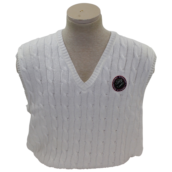 Payne Stewart's Personal PS with crossed Clubs Logo White V-Neck Woven Sweater Vest