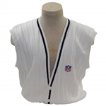 Payne Stewarts Tournament Worn NFL Shield Logo White V-Neck Button Sweater Vest