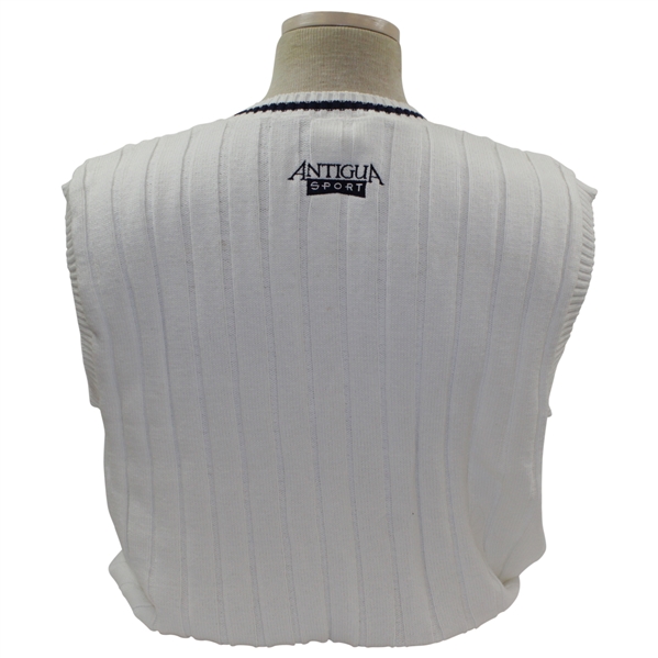 Payne Stewart's Tournament Worn NFL Shield Logo White V-Neck Button Sweater Vest