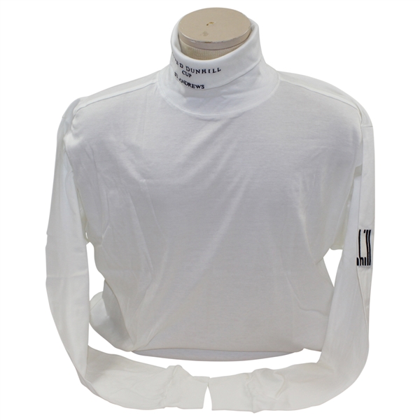 Payne Stewarts Tournament Worn Alfred Dunhill Cup St. Andrews Logo White Long Sleeve Turtleneck