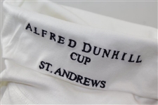 Payne Stewart's Tournament Worn Alfred Dunhill Cup St. Andrews Logo White Long Sleeve Turtleneck