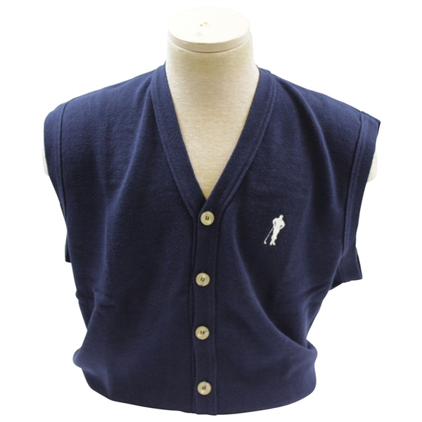 Payne Stewarts Personal Navy Payne Stewart Logo V-Neck Button Sweater Vest