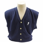 Payne Stewarts Personal Navy Payne Stewart Logo V-Neck Button Sweater Vest