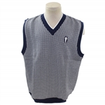 Payne Stewarts Personal Silhouette Logo Navy & White Houndstooth V-Neck Sweater Vest
