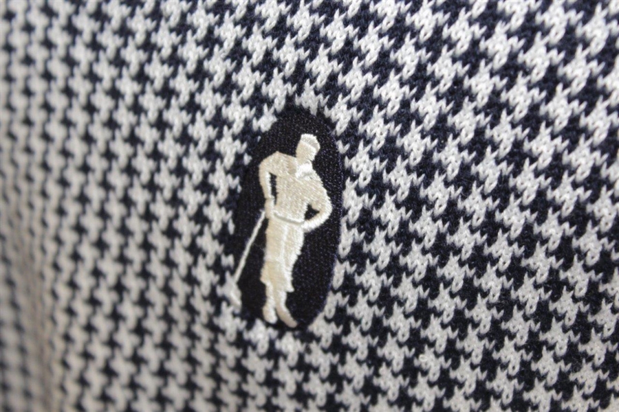Payne Stewart's Personal Silhouette Logo Navy & White Houndstooth V-Neck Sweater Vest