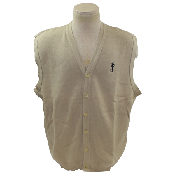 Payne Stewarts Personal Silhouette Logo Khaki V-Neck Button Sweater Vest