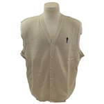Payne Stewarts Personal Silhouette Logo Khaki V-Neck Button Sweater Vest