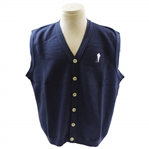Payne Stewarts Personal Silhouette Logo Navy V-Neck Button Sweater Vest