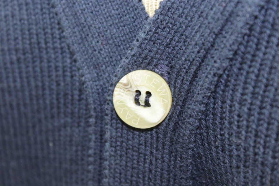 Payne Stewart's Personal Silhouette Logo Navy V-Neck Button Sweater Vest