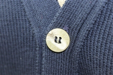 Payne Stewart's Personal Silhouette Logo Navy V-Neck Button Sweater Vest