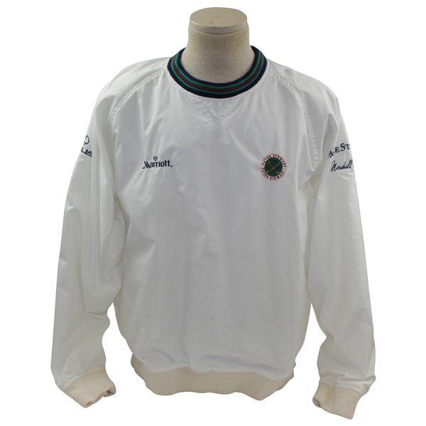 Payne Stewarts Tournament Worn PS with Crossed Clubs Logo White Crewneck Windjacket