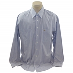 Payne Stewarts Personal PS with Crossed Clubs Logo Lt Blue Striped Button Down Dress Shirt