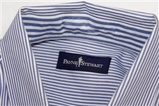 Payne Stewart's Personal PS with Crossed Clubs Logo Lt Blue Striped Button Down Dress Shirt