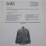 Payne Stewart's Personal PS with Crossed Clubs Logo Lt Blue Striped Button Down Dress Shirt