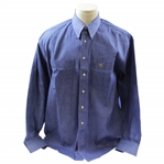 Payne Stewarts Personal PS with Crossed Clubs Logo Denim Button Down Dress Shirt