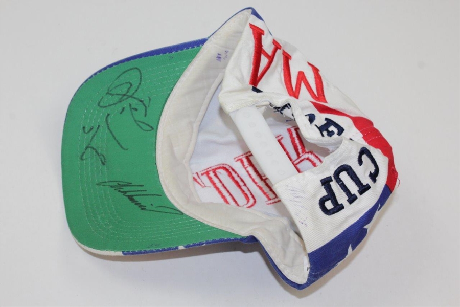 1997 Ryder Cup at Valderrama Red/White/Blue Hat Signed by Westwood, Fluff & Others JSA ALOA