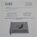 Champion Padraig Harrington Signed 2006 Alfred Dunhill Links at St. Andrews Course Flown Flag JSA ALOA