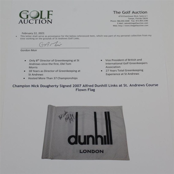 Champion Nick Dougherty Signed 2007 Alfred Dunhill Links at St. Andrews Course Flown Flag JSA ALOA