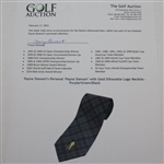 Payne Stewart's Personal 'Payne Stewart' with Gold Silhouette Logo Necktie - Purple/Green/Black