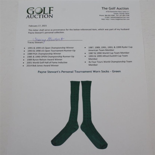 Payne Stewart's Personal Tournament Worn Socks - Green