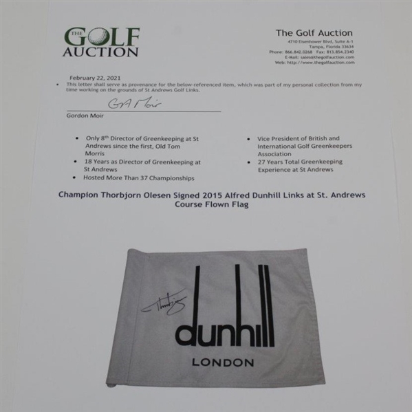 Champion Thorbjorn Olesen Signed 2015 Alfred Dunhill Links at St. Andrews Course Flown Flag JSA ALOA