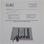 Champion Stephen Gallacher & Fred Couples Signed 2004 Alfred Dunhill at St. Andrews Course Flown Flag with Badge JSA ALOA