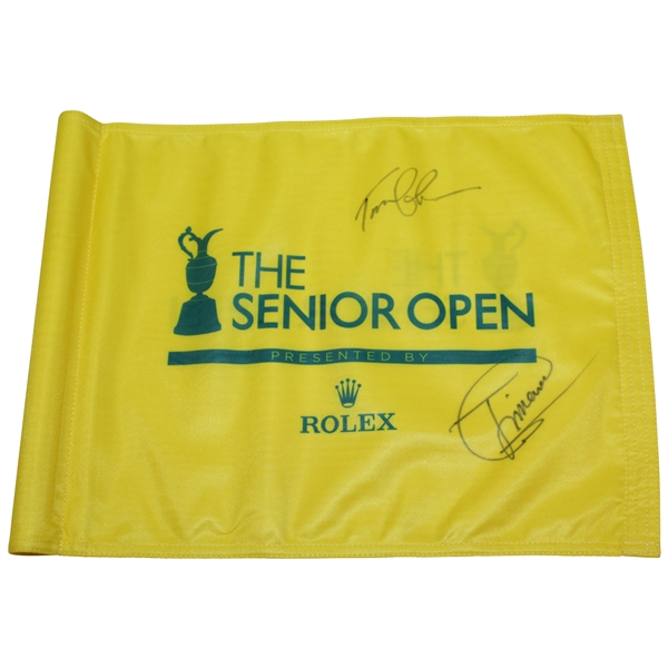 Champion Miguel Jimenez with Tom Lehman Signed 2018 British Senior OPEN at St. Andrews Course Flown Flag JSA ALOA