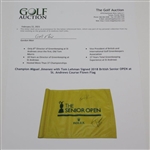 Champion Miguel Jimenez with Tom Lehman Signed 2018 British Senior OPEN at St. Andrews Course Flown Flag JSA ALOA