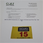 2000 The OPEN Championship at St. Andrews 15th Hole Course Flown Flag - Tiger Win